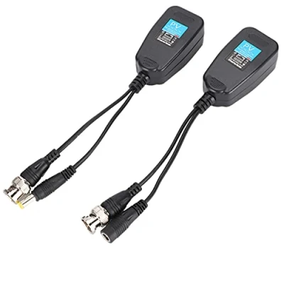Image of Socobeta BNC Video Transceiver Balun RJ45 to Practical Mini CCTV Coax Passive Cable Converter with Power Connector