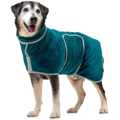 Image of Lucky Paws® UK Dog Drying Coat Double Layer Robe for Faster in Minutes, Super Absorbent Towel &amp; Ultra Soft Dressing Gown One Luxurious (M, Amber)