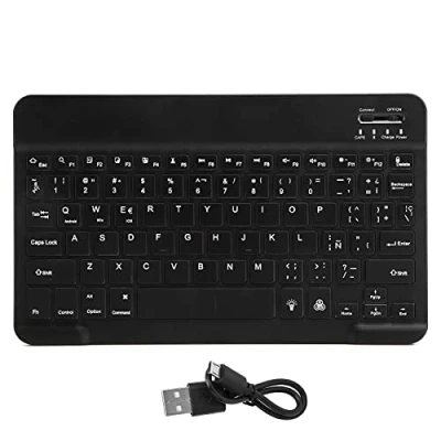 Image of ciciglow Bluetooth Keyboard, 10in Ultra Slim Wireless Keyboard with RGB Backlight Square Keycap for Smartphones, Tablets, Laptops and Desktop Computers(Black Spanish)