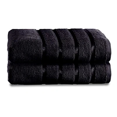 Image of GC GAVENO CAVAILIA 2 Pk Jumbo Bath Sheet 100% Egyptian Cotton Bathroom Towels 500 GSM Extra Large Sheets Washable Set, Black