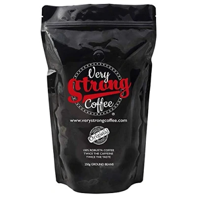 Image of Very Strong Coffee 250g Ground Beans 100% ROBUSTA Twice The Caffeine Taste.