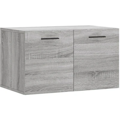 Image of vidaXL Grey Sonoma Wall Cabinet Engineered Wood Floating with Spacious Storage &amp; Display Function for Living Room, 60x36.5x35 cm