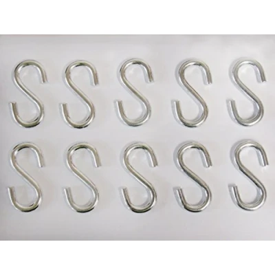 Image of S Shaped Hooks for Hanging x10 (31MM x 3MM Zinc Plated Steel)