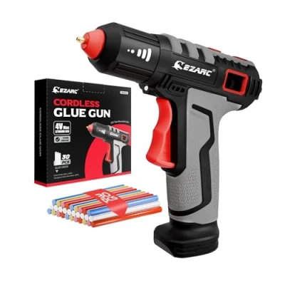 Image of EZARC Cordless Hot Glue Gun with 30 Pcs Mini Sticks, 15s Heating Fast kit, Smart Power Off, 2500 mAh Rechargeable Battery, DIY, Crafts, Decorations, Home Repairs, Gray