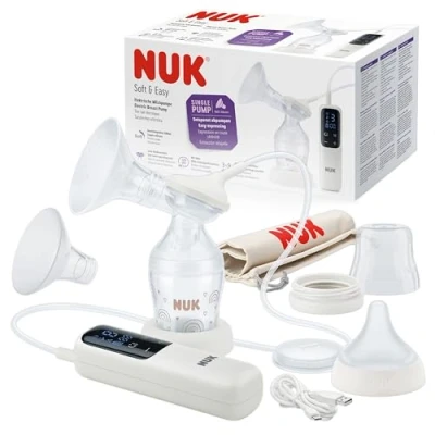 Image of NUK Soft and Easy Electric Breast Pump 100 Percent Silicone Cups Small, Lightweight, Quiet Rechargeable Battery for Travel 24 mm 27 1 x Perfect Match Baby Bottle