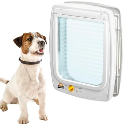 Image of Ferplast Swing 11 Universal Cat Flap for Dogs and Cats 4 Selectable Closing Modes Wind Stopper System Shock Absorber Magnetic Anti Oscillation Transparent Door White