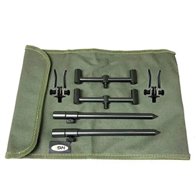 Image of 2 ROD ALI SHORT BUZZ BAR SET BLACK WITH BAG + RESTS CARP FISHING TACKLE