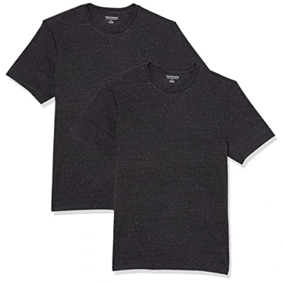 Image of Amazon Essentials Men&#039;s T Shirt Slim Fit Short Sleeve Crewneck, Pack of 2, Charcoal Heather, XS