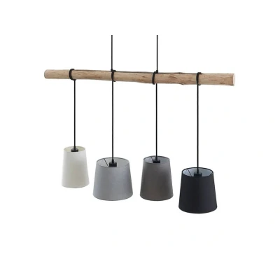 Image of Lindby pendant light Hinai, black/grey/white, textile, 116cm