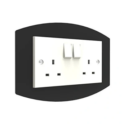 Image of Displaypro Curved Single, Double Light Switch Surround Acrylic Finger Plate Panel Plug Socket (Black Double)