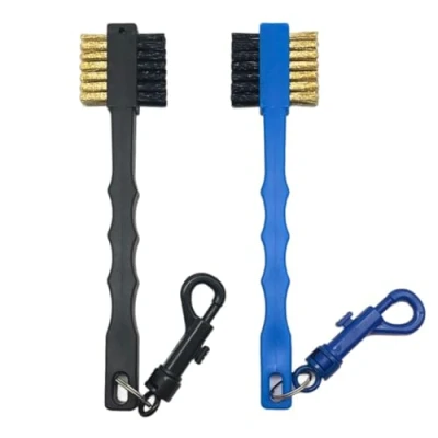 Image of xihongshi 2 Pcs Golf Club Brush,Dual Sided Groove Cleaner Tools,Golf Nylon and Bristle Brush Portable Accessories Cleaning Brushes for Face &amp;