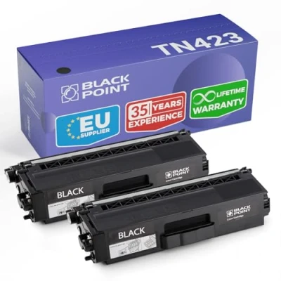 Image of Black POINT Toner Pack of 2 Compatible with TN 423BK (TN 423) for Brother MFC: L8690CDW, L8900CDW DCP: L8410CDW HL: L8260CDW, L8360CDW