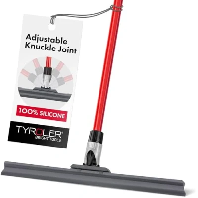 Image of Tyroler Wet Room Floor Squeegee Heavy Duty 45 Cm Head 100% Silicone, 4 Part 140 Long Handle Squeegee, Perfect Bathroom and Shower Ideal for Kitchen, Home, Tile, Patio, Indoor &amp; Outdoor