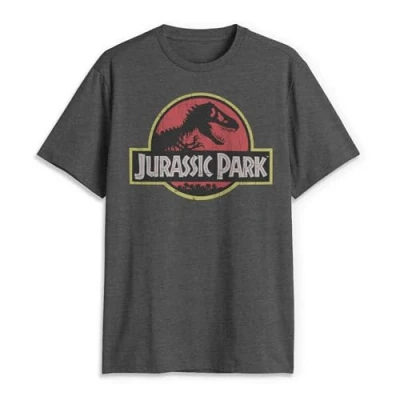 Image of Jurassic Park Men&#039;s Classic Movie Logo T Shirt, Charcoal Heather, S