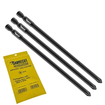 Image of 3 x SabreCut SC127PH2A_3 127mm PH2 Compatible with Makita 6832 6833 6835 6836 6837 DWD P 66254 Autofeed Collated Drywall Screwdriver Gun Bit Single Ended Phillips No.2 Heavy Duty