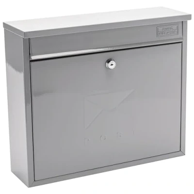 Image of Burg Wachter MB02FG French Grey Elegance Wall Mounted Galvanised Steel Lockable Weatherproof Post Box 36x31x10cm