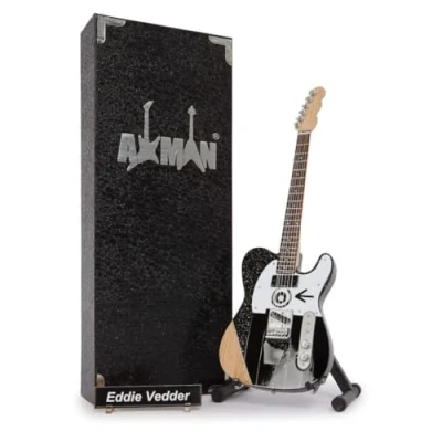 Image of Eddie V (Pearl Jam) Miniature Guitar Replica Music Gifts Handmade Ornamental 1/4 Scale Includes a Display Box, Name Tag and Stand