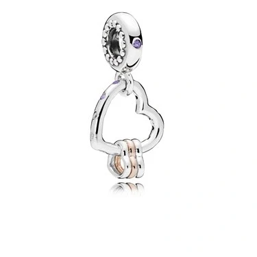 Image of Pandora Moments Women&#039;s 14k Rose Gold Plated and Sterling Silver Heart Full of Hearts Dangle Charm for Bracelet, No Box