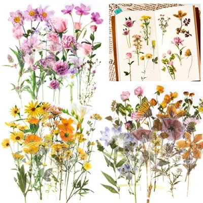 Image of Pack of 120 Self Adhesive DIY Flower Stickers Plants for Scrapbook Notebook Journal Card Making Decoration