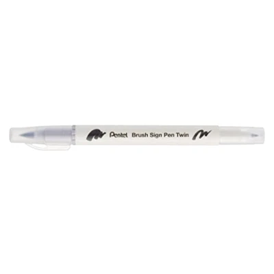 Image of Pentel Brush Sign Pen Twin Tip Silver Grey Pack of 10