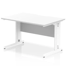 Image of Impulse 1200 x 800mm Scalloped Edge Straight Office Desk White Top Cable Managed Leg