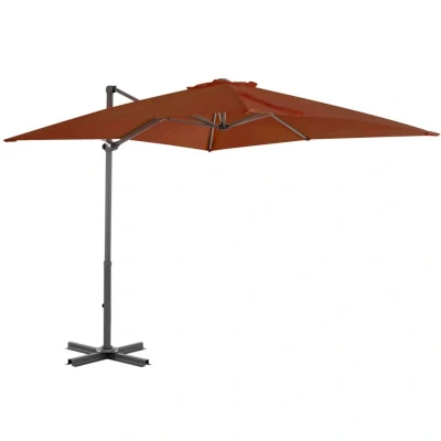 Image of vidaXL Cantilever Garden Umbrella with Aluminium Pole and UV Protective Anti Fade Polyester Fabric, 360 Degree Rotation Tilt, Terracotta Sturdy Outdoor Parasol