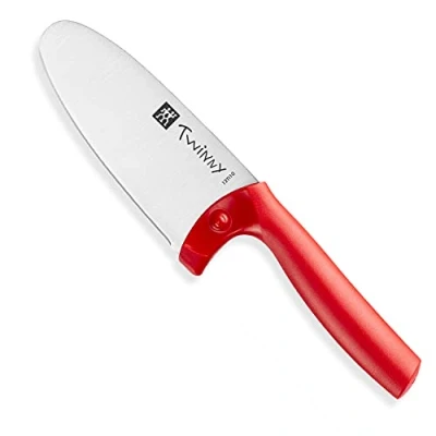 Image of ZWILLING Twinny Stainless Steel Children&#039;s Chef&#039;s Knife, 10cm, Rounded Blade, Child Friendly Design, Plastic Handle, Red