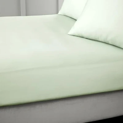 Image of Bianca 400 Thread Count Cotton Sateen Super King Fitted Sheet Green