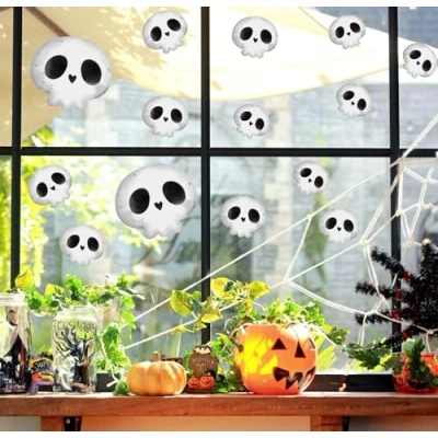 Image of QuoteMyWall Halloween Skulls Decoration Window Stickers, Decals, Skull Happy