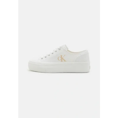 Image of Calvin Klein Women’s Low Top Vulcanised Flatform Trainers, White (Triple Bright White), 7