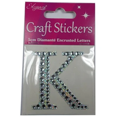 Image of Craft Stickers 5cm Diamante Encrusted Letters &amp; Numbers (K)