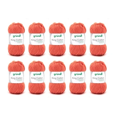 Image of Gründl King Cotton Orange 55% Polyacrylic &amp; 45% 50g/78m Needle Size 6 7 10 x 50g