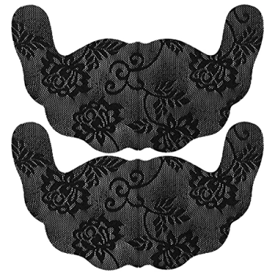 Image of Zerodis Disposable Lace Invisible Bra Cover,U‑Shaped Nipple Cover Stickers Self‑Adhesive Underwear Pads Breathable Comfortable for women(C black)