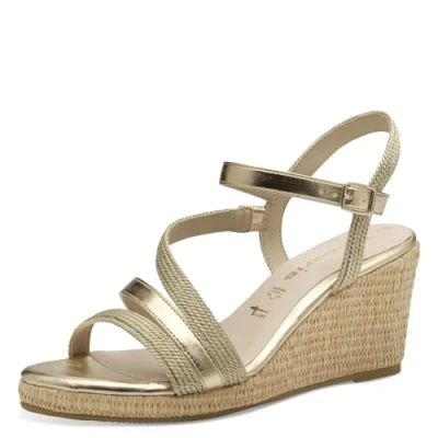 Image of Tamaris Women&#039;s Damen 1 28323 44 Wedge Sandal, Gold, 6.5 UK