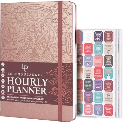 Image of Legend Planner Hourly Schedule Weekly &amp; Daily Organizer with Time Slots. Appointment Book Journal for Work, Undated, A5 (Rose Gold)