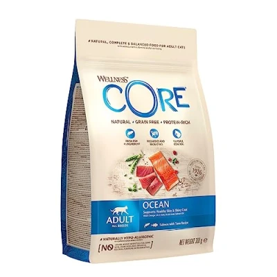 Image of Wellness CORE Adult Ocean, Dry Cat Food, Food For Healthy Skin And Shiny Coat, Grain Free, High Fish Content, Salmon &amp; Tuna, 300 G