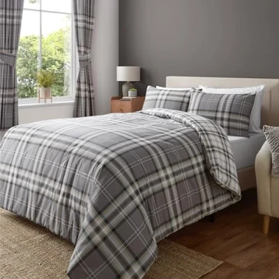 Image of Catherine Lansfield Kelso King Duvet Set Charcoal