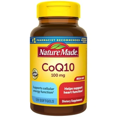 Image of Nature Made CoQ10 100mg, Dietary Supplement for Heart Health Support, 120 Softgels, Day Supply