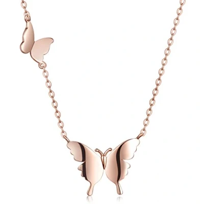 Image of Infinite U Elegant Double Butterflies 25 Sterling Silver Pendant Necklace Necklet for Women/Girsl, Rose Gold