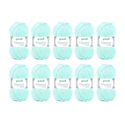 Image of Gründl Classico Wolle (Oeko TEX® Certified Knitting/Crochet Yarn Made of 50% Pure New Wool (Merino Superwash) &amp; polyacrylic, 50 g/120 m, Needle Size: 3.5 4.5, 10 Balls á g), Mint