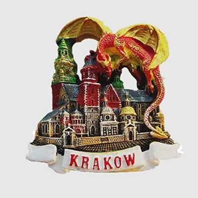 Image of 3D red Dragon Krakow Poland souvenir fridge magnet,Home &amp; kitchen decoration magnetic sticker refrigerator magnet tourist gift