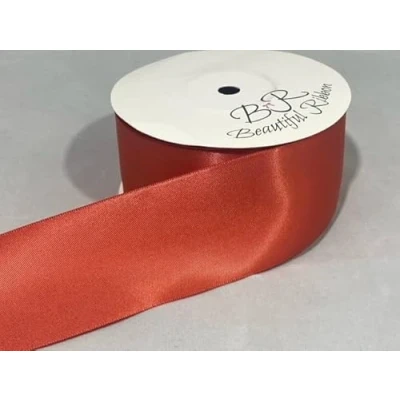 Image of 1 roll of 50mm Satin Ribbon Dusky Burnt Orange 25 metres Double Sided 50 mm 5cm 2&quot; 2 Inch