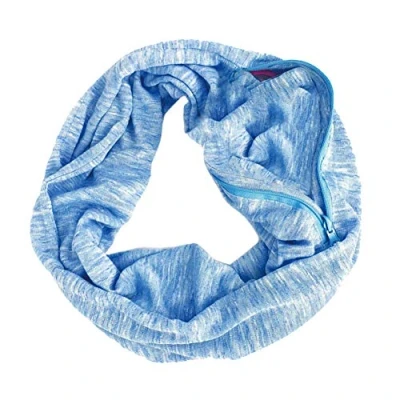 Image of Infinity Scarf with Hidden Zipper Pocket for Women Lightweight Travel Wrap Scarves(blue)