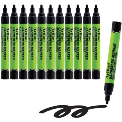 Image of Artline Gardeners Permanent Markers Professional Series for Use On Plants, Labels, and More UV Resistant Waterproof EKPR GDM 2.3mm Bullet Tip Pack of 12 Black Gardening