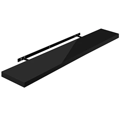 Image of WOLTU Volato RG9484sz Wall Shelf Floating High Gloss Black CD DVD Bookshelf Wooden Board 120 x 22.9 3.8 cm