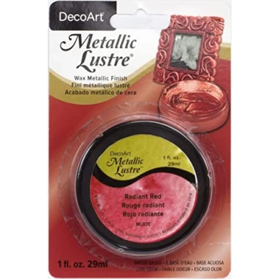 Image of DecoArt Americana Metallic Lustre Jar Of Paint, Acrylic, Radiant Red, 15 x 10 2.50 cm