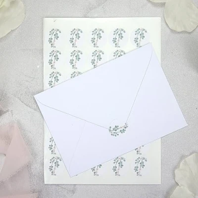 Image of Dotty about Paper Love Birds &amp; Eucalyptus Wedding Envelope Seals (32 0034)
