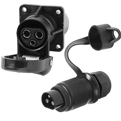 Image of AGRISHOP 12 V 3 Pin Trailer Plug Socket Male Female Wiring Connector Adapter For Rv Caravan Tractor Truck Van Towbar Towing