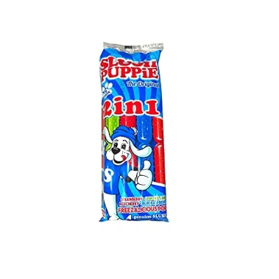 Image of Slush Puppie The Original Squeezee Freeze Pops Ice Lolly Poles 2 in 1 Red Cherry, Lemon &amp;Lime, Strawberry And Blue Raspberry 8 x 75ml Pack Vegetarian, Vegan Gluten Free