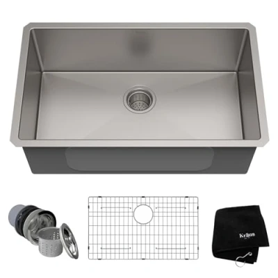Image of KRAUS 30 Inch 16 Gauge Undermount Single Bowl Stainless Steel Sink, KHU100
